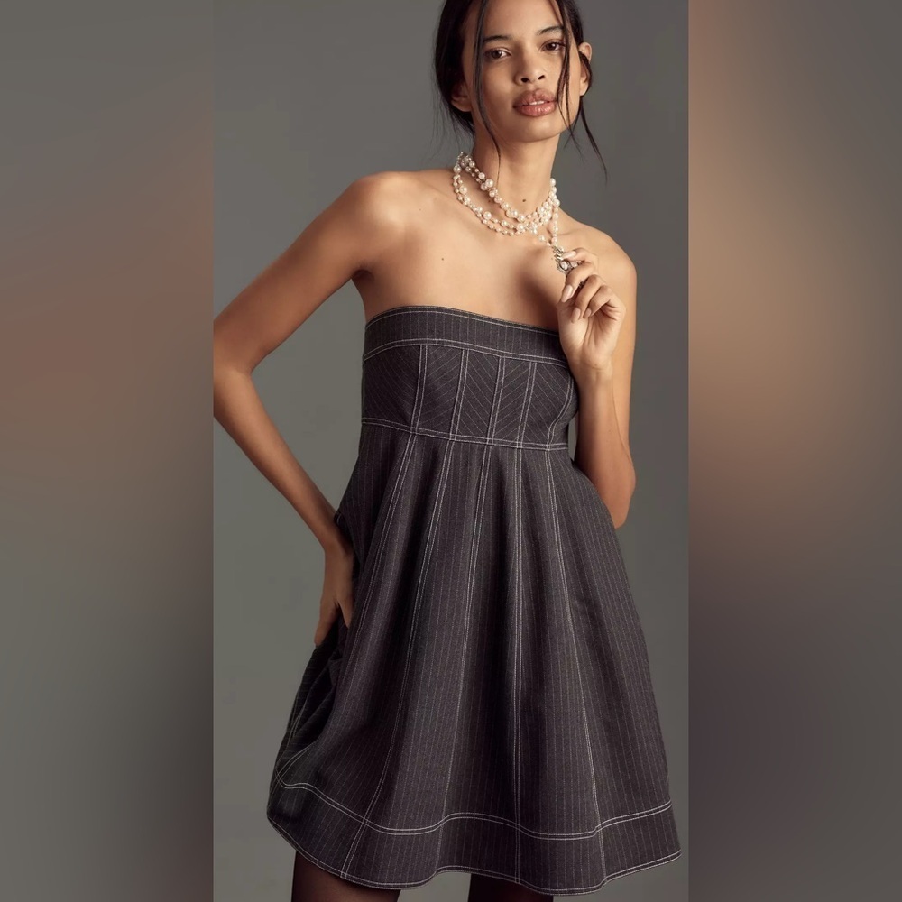 Pilcro Strapless Babydoll Mini Dress